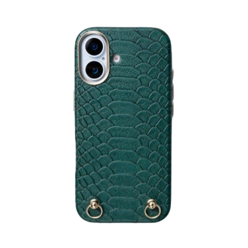 iPhone 17 Green Croc Textured Phone Case